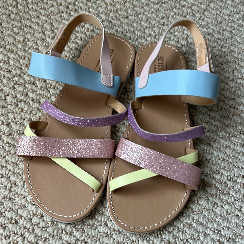 Seychelles Girl’s Sandals with Multicolor Pastel Straps